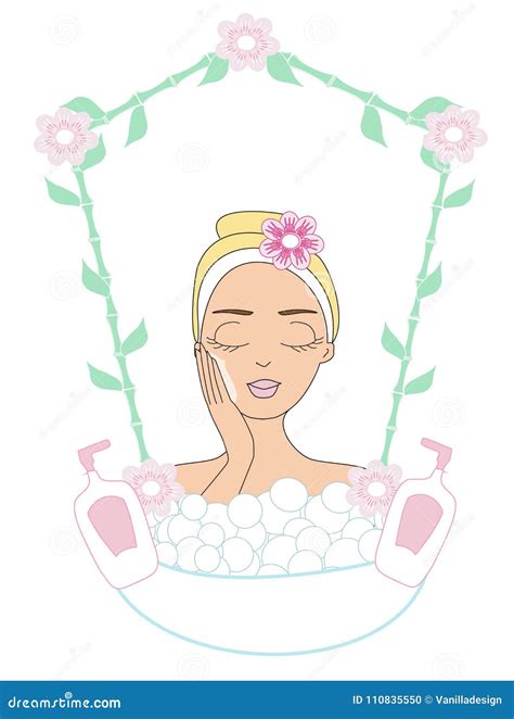 pretty girl enjoying elegant spa stock vector illustration  facial