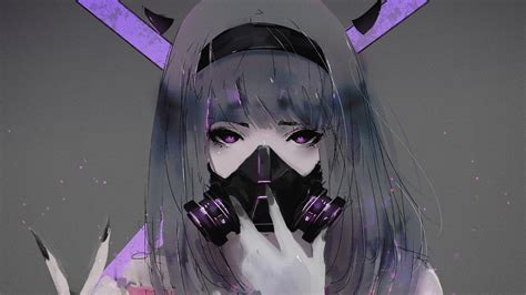 anime girl gas mask    wallpaper