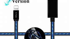 6.6ft Visible Flowing LED Light UP iPhone Lightning Charger Cable USB Fast Charging& Sync Data Charger Cord for iPhone 11/ X/8/7/7 Plus/6/6 Plus/ 6s/ 6s Plus/ 5/ 5s/ SE/iPad/iPod More(Blue)