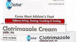 Globe Clotrimazole Cream 1% (1 oz) Relieves The itching, Burning, Cracking and Scaling associated Athletes Foot, Jock Itch, Ringworm and More.