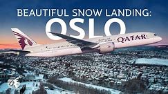 Beautiful Snow Landing in Oslo, Norway (4K)