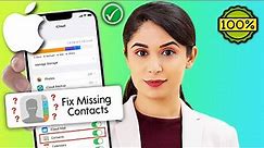 How To Fix Missing Contacts on iPhone 2024 | Restore contacts on iphone ios 17