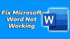 Fix Word Not Responding Starting or Opening in Windows 11 | Microsoft Word not Working How To