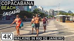 Walking Copacabana Beach | Calçadão (Promenade) Rio de Janeiro, Brazil |【4K】2020