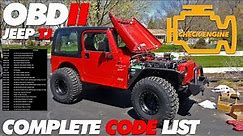 Jeep TJ OBDII Code List