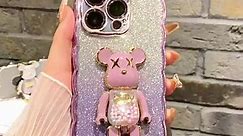 Cartoon Case for iPhone 8 Plus/iPhone 7 Plus with Screen Protector, Cute Funny Kawaii Teddy Bear Animal Character Phone Case Sparkle Bling 3D Cover Silicone Phone Case for Kids Girls and Womens