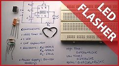 Flashing LED circuit using 555 timer - With theory & explanation
