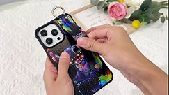 cuwana Cartoon Case for iPhone 15 Plus 6.7 in Cute Mickey Colorful Cartoon Character Design with Lanyard Wrist Strap Band Holder Shockproof Protection Bumper Kickstand Cover