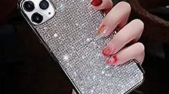 LUVI Fusicase for iPhone 11 Diamond Case Cute Bling Glitter Rhinestone Crystal Shiny Sparkle Protective Cover with Electroplate Plating Bumper Luxury Fashion Case for iPhone 11 Silver