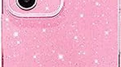 Hython Case for iPhone 11 Case Glitter Cute Sparkly Shiny Bling Sparkle Phone Cases 6.1", Thin Slim Fit Soft TPU Bumper Shockproof Rubber Protective Cover for Women Girls Girly, Bright Pink