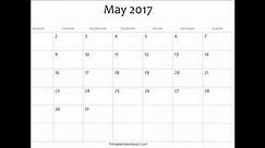 May 2017 Calendar Printable with Holidays Templates
