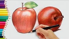 How to draw an Apple | Step by Step Apple Drawing and Coloring for Kids Children and Preschoolers
