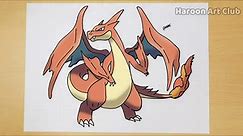 How to draw Mega Charizard Y | Step by step | Pokémon #006