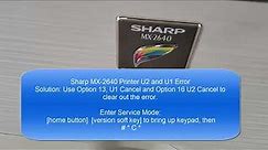 Sharp MX Printer Service Menu Tech Tip: U2 and U1 Error