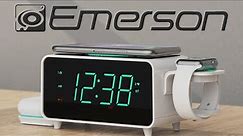 Emerson Smartset Alarm Clock FM Radio With Wireless Charging | Bluetooth Speaker | Fast Charging