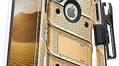 ZIZO Bolt Series for iPhone X Case Military Grade Drop Tested with Screen Protector, Kickstand and Holster iPhone Xs Gold Black
