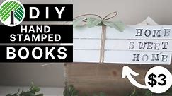How to make Farmhouse Hand-Stamped Book Stacks for CHEAP! | Dollar Tree Supplies
