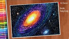 Galaxy Art with Oil Pastels | Andromeda Galaxy drawing Step by step - for Beginners