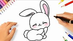 HOW TO DRAW A CUTE RABBIT EASY 🐇