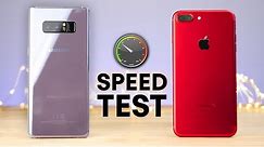Samsung Galaxy Note 8 vs iPhone 7 Plus Speed Test!