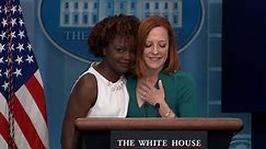 Jen Psaki gets emotional congratulating new White House press secretary