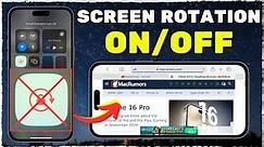 How to Turn Screen Rotation ON and OFF iPhone 15/15 Pro