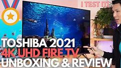 Toshiba 2021 C350 Series 4K UHD Fire TV - Worth it? Unboxing, Setup Guide, Color Test