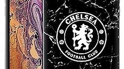 Head Case Designs Officially Licensed Chelsea Football Club Black Marble Crest Soft Gel Case Compatible with Apple iPhone XR
