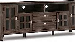 SIMPLIHOME Artisan SOLID WOOD Universal TV Media Stand, 72 inch Wide, Transitional, Living Room Entertainment Center, Storage Cabinet, for Flat Screen TVs up to 80 inches in Farmhouse Brown