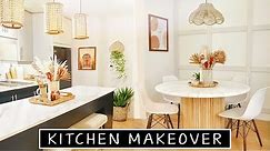 Extreme DIY Kitchen Makeover (Rental Friendly) | diy countertops, diy table, diy lighting & more!