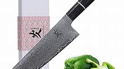SAMCOOK Kiritsuke Chef Knife - 8 Inch Professional Sharp Damascus Knife - Japanese VG-10 High Carbon Stainless Steel Kitchen Gyuto knife - Ergonomic Black Sandalwood Handle with Gift Box