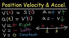 Calculus - Position Average Velocity Acceleration - Distance & Displacement - Derivatives & Limits