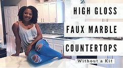 WHITE MARBLE PAINTED COUNTERTOPS | EPOXY TOPCOAT | EASY AFFORDABLE DIY (without using a kit)