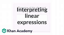 Interpreting linear expressions, 1 | Introduction to algebra | Algebra I | Khan Academy