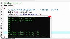 c program to find maximum and minimum element of array | Learn coding