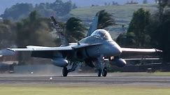 F/A-18 Hornets Arrival and 30 knots Crosswind Landing