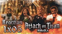 Attack on Titan DUB - 1x5 First Battle The Fall of Trost Part 1- Group Reaction