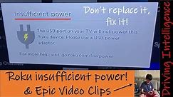 How To Fix ROKU Low, Insufficient Power Problem! Don't Replace It, Fix It! Epic Video Clips YouTuber