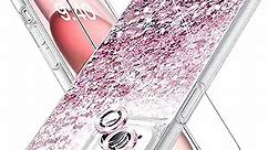 Caka [3 in 1] Case for iPhone 15, iPhone 15 Case with Camera Cover Protector & Screen Protector Glitter Bling Sparkle for Women Girls Liquid Clear Case for iPhone 15 6.1 inches - Rose Gold
