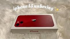 Iphone 13 red unboxing and setup ✨