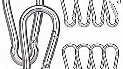 hannger Snap Hooks, 10 PCS Stainless Steel Carabiner M4 1.6 Inch Heavy Duty Spring Snap Hook D Ring Locking Carabiners for Keys Swing Set Outdoor Sports - 88 lbs Capacity