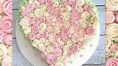 Buttercream Ribbon Rose Sweetheart Cake Video Tutorial