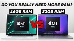 16GB vs 32GB RAM M1 Pro MacBook: REAL-LIFE Comparison!