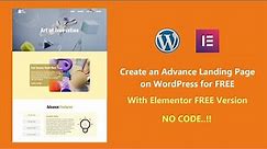 Make Advance Landing Page on WordPress for Free from Scratch