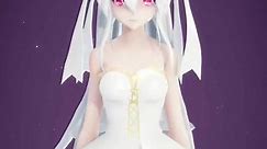 Anime girl, white wedding dress.