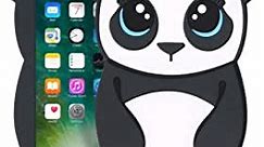 Megantree Cute iPhone 6 Plus case, iPhone 6s Plus case, iPhone 7 Plus case, iPhone 8 Plus case, Funny Animals Panda Shaped Case, 3D Cartoon Soft Silicone Shockproof Full Protection Cover Case for Girl