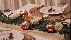Volens Round Rose Gold Votive Candle Holders, Mercury Glass Tealight Candle Holder Set of 12