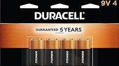 Duracell Coppertop 9V Battery, 4 Count Pack, 9-Volt Battery with Long-lasting Power, All-Purpose Alkaline 9V Battery for Household and Office Devices