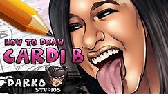 How to Draw Cardi B - Drawing & Coloring Portraits and People EASY