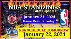 NBA STANDINGS TODAY as of January 21, 2024 | GAME RESULTS TODAY | NBA SCHEDULE January 22, 2024